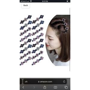 25 ct 1/4pcs Sparkling Crystal Stone Braided Hair Clips Satin Rhinestone Fabric